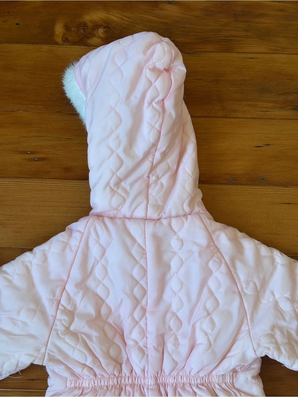 Vintage Cradlecraft Quilted Hooded Baby Snowsuit in Light Pink Size L